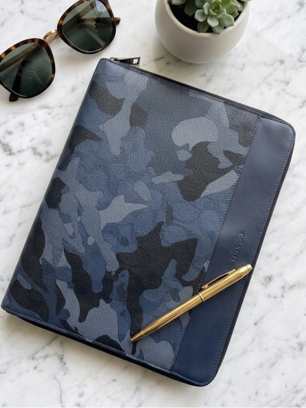 Coach Unisex Blue Camo Zip-Around Tech Portfolio / iPad Case